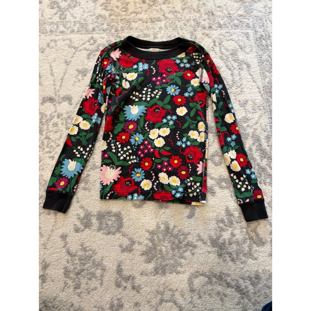 Hanna Andersson Kids 130 US 8 Organic Cotton Floral Top Long Sleeve Black